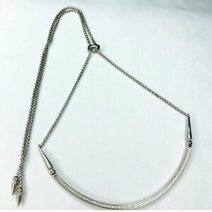 Kendra Scott “Scottie” Adjustable Silver Tone Necklace With CZ’s